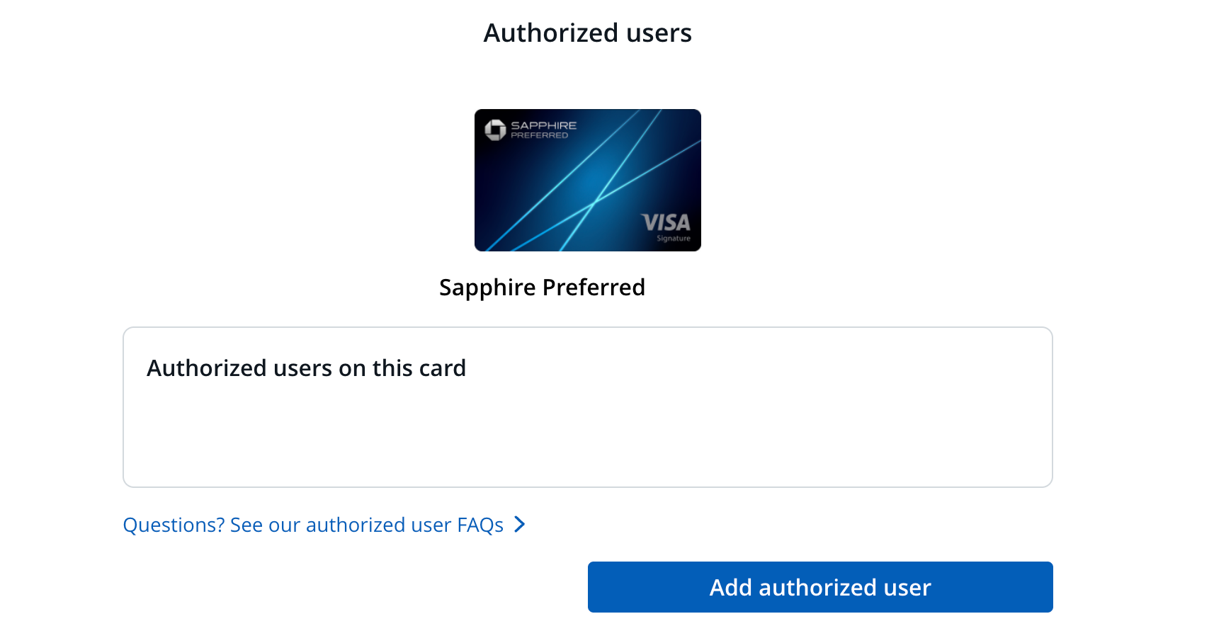 Screenshot of Chase Authorized User Add